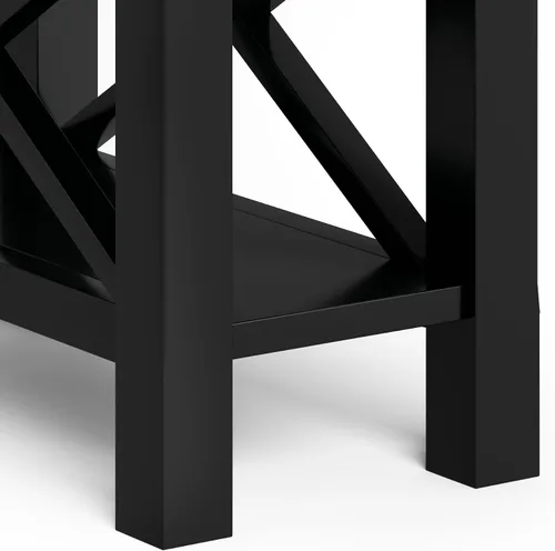 Vista 8 de SIMPLIHOME Kitchener - Mesa auxiliar cuadrada de madera maciza de 21 pulgadas de ancho, color marrón Contemporary accent table with X-design, a