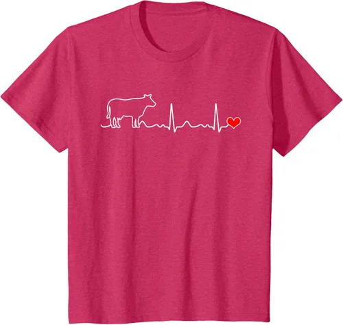 Vista 76 de Camiseta de paciente con corazón I Love My Cow Valve EKG Heartbeat Heart Pacient, Negro, S
