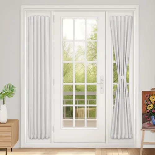Vista 94 de Vatge Cortinas laterales autoadhesivas para puertas de cristal, sin taladro, extraíble, panel de filtrado de luz, 1 panel, 12 pulgadas de ancho x 60