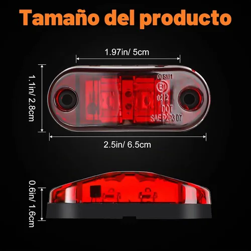 Vista 2 de 40 piezas de luces marcadoras de remolque de 2.5 pulgadas, 2 diodos, impermeables, selladas, luz de doble diana LED, kit de luces de remolque LED