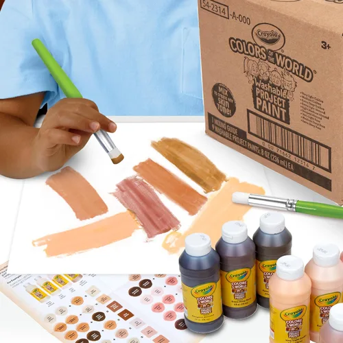 Vista 6 de Crayola Colors Of The World - Pintura lavable, 8 onzas (9 unidades), pintura a granel en tono de piel, suministros de arte y manualidades