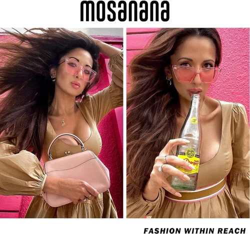 Vista 2 de mosanana Gafas de sol cuadradas con diseño de ojo de gato para mujer, modelo de estilo moderno-SHINE