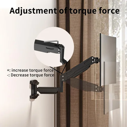 Vista 4 de Suptek Monitor de montaje en pared individual para pantallas de 13 a 32 pulgadas, brazo ajustable de movimiento completo con resorte de gas