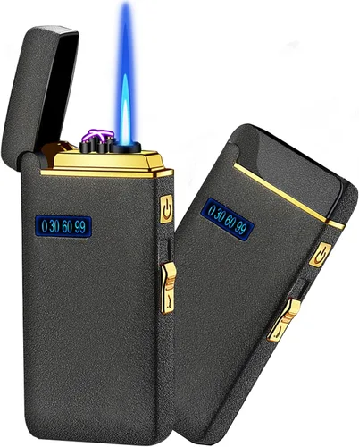 Vista 11 de Encendedor electrónico de llama de chorro 2 en 1, recargable de butano eléctrico USB, recargable por USB, de alta calidad a prueba de viento