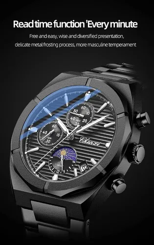 Vista 3 de FANMIS Reloj unisex de lujo de cuarzo dorado y plateado de dos tonos de acero inoxidable