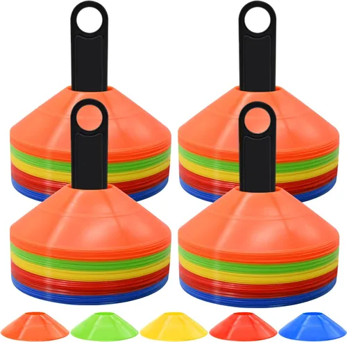 Vista 10 de 25/50/100 piezas de conos de disco, conos de agilidad de fútbol con bolsa de transporte y soporte, conos de fútbol para entrenamiento deportivo
