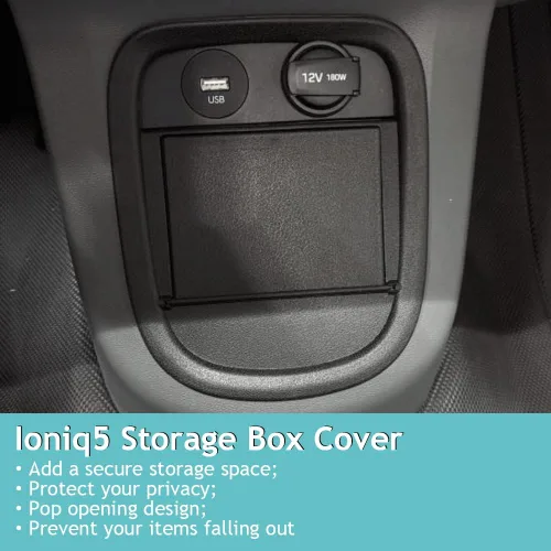 Vista 4 de BestEvMod para Ioniq5 cubierta de consola central inferior, panel de almacenamiento inferior, cubierta de privacidad de apertura POP, compatible