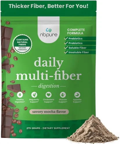 Vista 9 de nbpure Mezcla diaria de fibra en polvo para la salud digestiva, apoyo del colesterol, control saludable del peso, con fibra prebiótica, insoluble