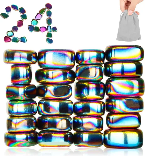 Vista 8 de 24 piezas de imanes grandes para nevera negros, kit de ciencia de piedras, imanes irregulares pulidos magnéticos para pizarra, casillero, imanes