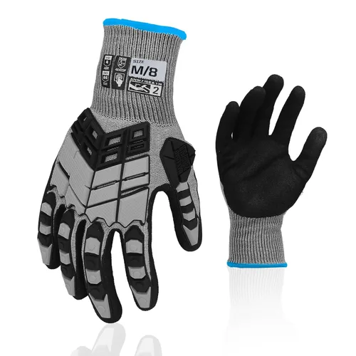 Vista 22 de Guantes de trabajo de seguridad Graloky, guantes de impacto para hombres y mujeres, guantes resistentes a cortes antideslizantes de trabajo pesado