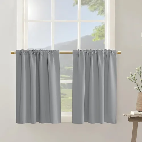 Vista 12 de PANELSBURG - Cortinas de cocina para ventanas, cortinas cortas térmicas aisladas de invierno para puerta con ventana, 24 pulgadas de largo, beige