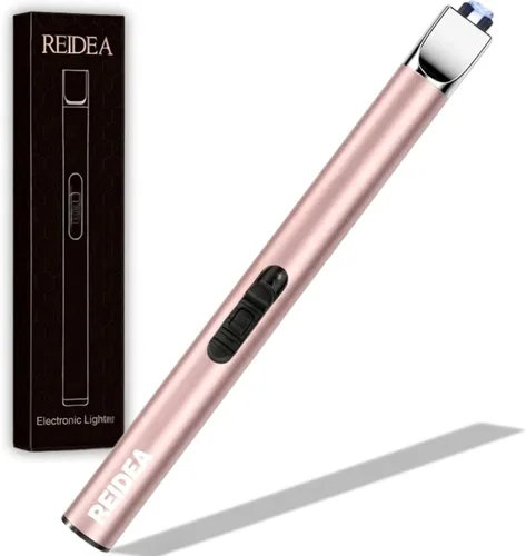 Vista 12 de REIDEA Encendedor de vela electrónico de arco resistente al viento, recargable por USB, sin llama, con botón de seguridad para el hogar, S4