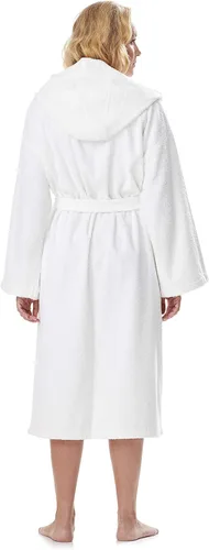 Vista 2 de Arus Bata de baño clásica con capucha para mujer de algodón turco