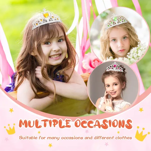Vista 12 de Juego de 30 tiaras de corona de princesa para niñas, tiaras de plástico a granel, disfraz de fiesta, accesorios de cumpleaños para niños