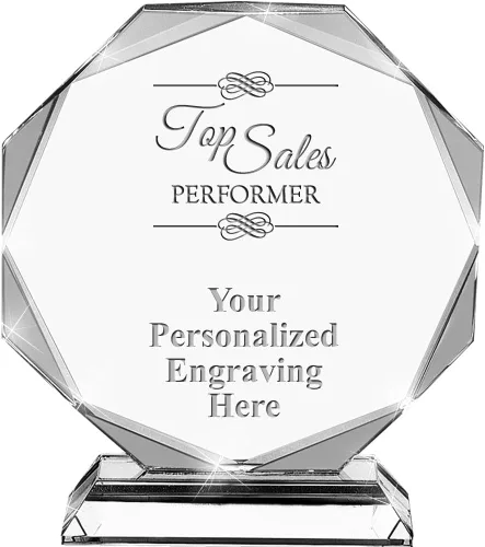 Vista 35 de Premio de cristal personalizado de 6.75 pulgadas con grabado - Premios de trofeos personalizados