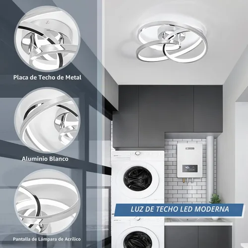 Vista 6 de Lámparas de Techo LED, 36W Lámpara de Techo LED Moderna de Montaje al Ras, Blanco Frío 6000K Luces de Techo Cercanas al Techo para Pasillo