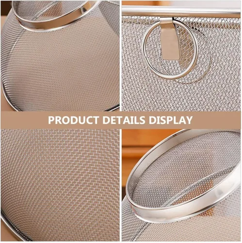 Vista 8 de Zerodeko Contenedor de cereales Filtro de malla Cuenco de colador de acero inoxidable de 11 pulgadas Colador de arroz de metal Escurridor de arroz