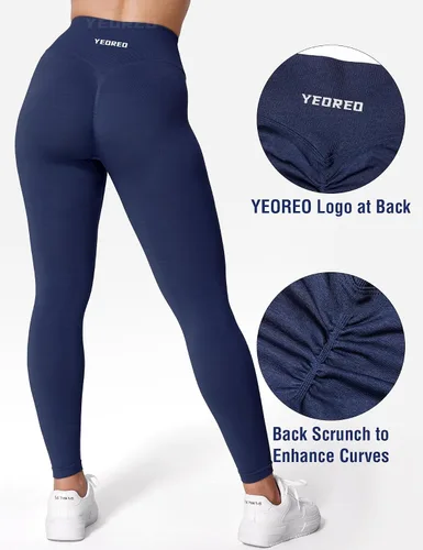 Vista 4 de YEOREO Leggings de entrenamiento con cintura en V para mujer, levantamiento de glúteos, leggings de gimnasio, amplifican los pantalones de yoga sin