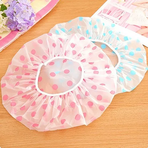 Vista 2 de Puntos Preciosos Espesados Impermeable Transparente Gorro De Ducha Baño Sombrero De Baño