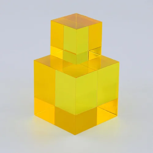 Vista 4 de CMY Cubes The Y Cube (1.969 in) - Cubo de tono amarillo - Cubo de color óptico - Pulido con diamante - enseña la mezcla de colores sustractiva