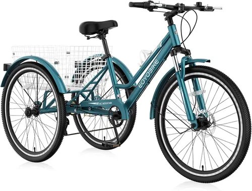 Vista 11 de NAIZEA Triciclo de montaña para adultos, bicicleta de crucero de 7 velocidades y tres ruedas, triciclos para adultos de 27.5 pulgadas con cesta