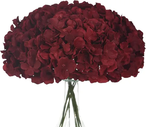Vista 12 de 10 cabezas de hortensias de seda con tallos de flores artificiales para bodas, fiestas, decoración del hogar (negro)