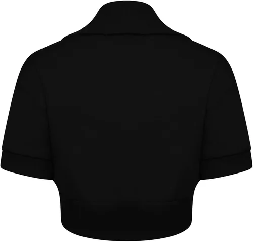 Vista 2 de Loxdonz Cárdigan corto de algodón de manga corta para mujer con parte delantera abierta estilo bolero