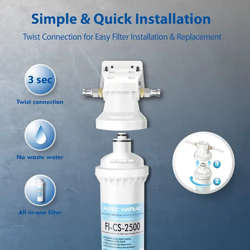 Vista 6 de Sistema de Filtración de Agua de Extraordinaria Capacidad para Debajo del Fregadero APEC - Filtro de Calidad Premium Fabricado en EE. UU. (CS-2500)