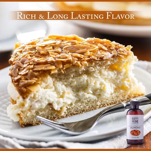 Vista 6 de Happy Home Emulsión aromatizante natural de sabor a almendra para hornear, certificado Kosher, 4 onzas.