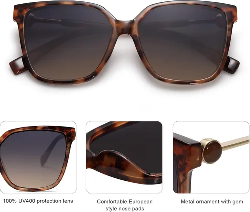 Vista 4 de SOJOS Gafas de sol cuadradas de moda para mujer, lentes de protección UV para mujer