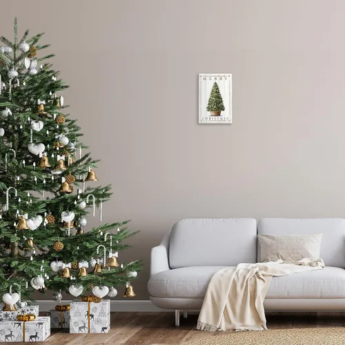 Vista 3 de Stupell Industries Patrón rústico de árbol de granja de campo de Feliz Navidad