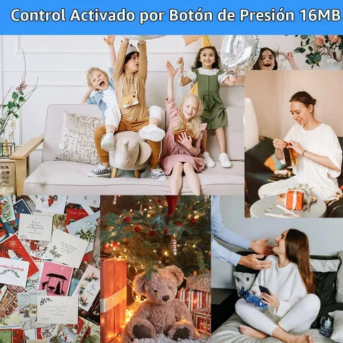 Vista 7 de Módulo XLW - Módulo de sonido activado por botón de 16MB con altavoz, cable tipo C y capacidad de grabación fácil de 16 minutos para saludos Azul-1