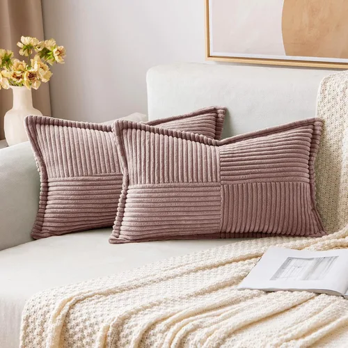Vista 67 de MIULEE - Juego de 2 fundas de almohada beige de 12 x 12 pulgadas con entretejido, fundas de almohada a rayas bohemias supersuaves con textura