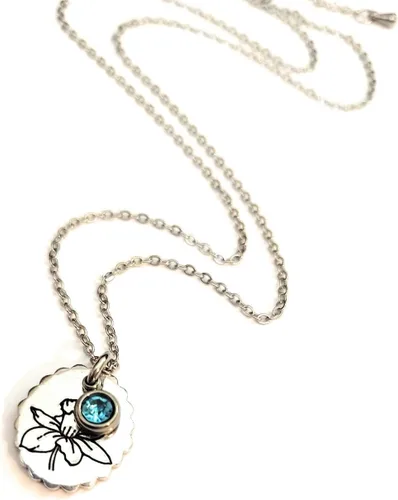 Vista 9 de Birth Month Flower and Birthstone Necklace
