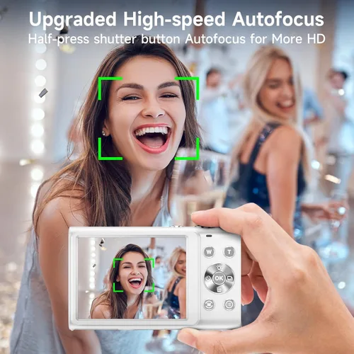 Vista 2 de Cámara digital, enfoque automático de 48 megapíxeles UHD 4K para videoblogs, zoom digital 16X, cámara digital compacta portátil de apuntar