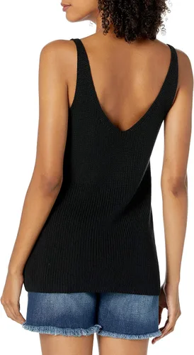 Vista 3 de The Drop Claire - Suéter acanalado con textura de doble cuello en V para mujer