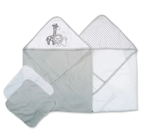 Vista 3 de Spasilk Toalla de baño con capucha y toallitas, azul dinosaurio, 2