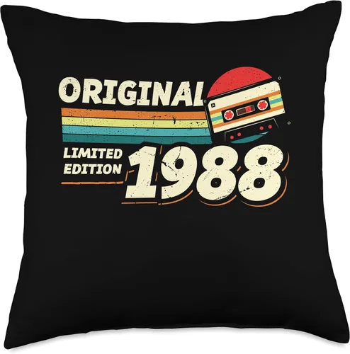 Vista 4 de Retro Limited Edition 1988 Cassette Tape 36th Birthday Throw Pillow