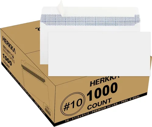 Vista 7 de HERKKA Sobres autosellantes de seguridad #10, sobres de negocios sin ventanas, tintados de seguridad con diseño apto para impresoras, tamaño 4-1/8 x