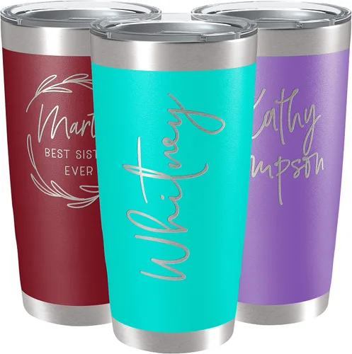 Vista 27 de Vasos personalizados, vaso de acero inoxidable de 20 onzas con tapa 13 diseños diferentes Tazas personalizadas de doble pared aisladas para café