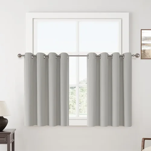 Vista 85 de ChrisDowa Cortinas 100% Opacas de Abedul Sólido de 45 Pulgadas de Largo, 2 Paneles para Dormitorio y Sala de Estar, Estilo Granja Oscurecedoras