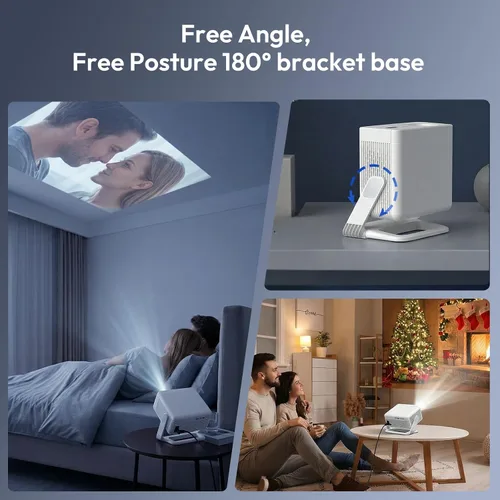Vista 5 de Proyector con WiFi y Bluetooth compatible con proyector inteligente portátil 4K 1080P, XGODY Gimbal A1 enfoque automático, corrección trapezoidal