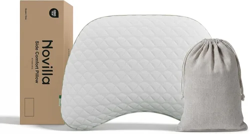 Vista 11 de Novilla Tencel - Almohada curvada para dormir lateral para aliviar el dolor Almohada ajustable CertiPUR-US de espuma viscoelástica triturada
