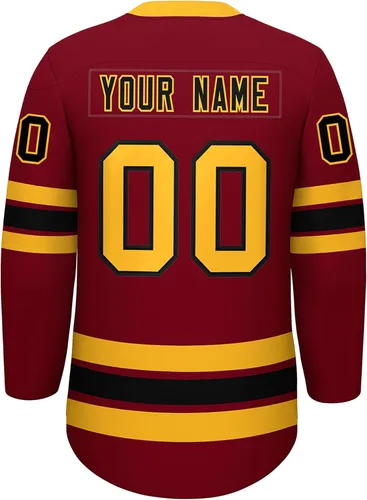Vista 2 de Camiseta de hockey personalizada para hombres y jóvenes, camisetas de práctica cosidas o impresas, número de nombre personalizado Añadir logotipo