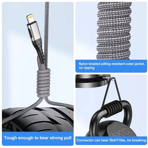 Vista 4 de Cargador de iPhone, [certificado Apple MFi] Paquete de 3 cables USB A de 1 pie para cable de carga rápida, cable de carga duradero de iPhone