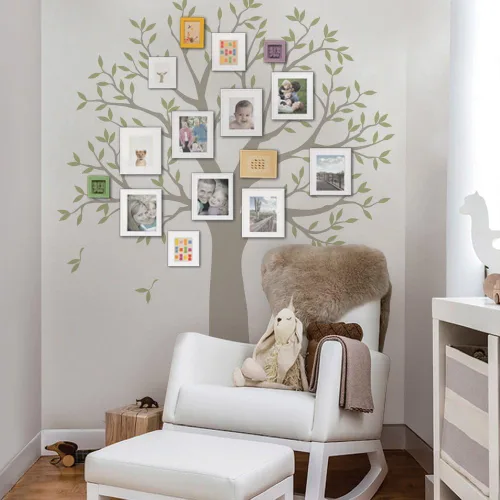 Vista 5 de Adhesivo estrecho para pared, diseño de árbol genealógico, dos colores (esquema B, tamaño pequeño: 62.5 pulgadas de ancho x 80 pulgadas de alto)