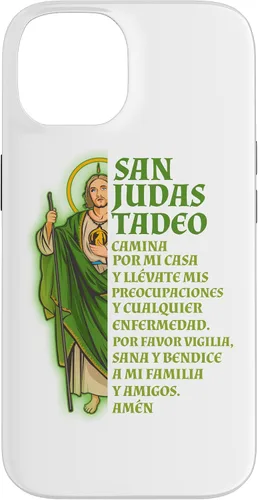 Vista 4 de Funda para iPhone 16 San Judas Tadeo con Oración