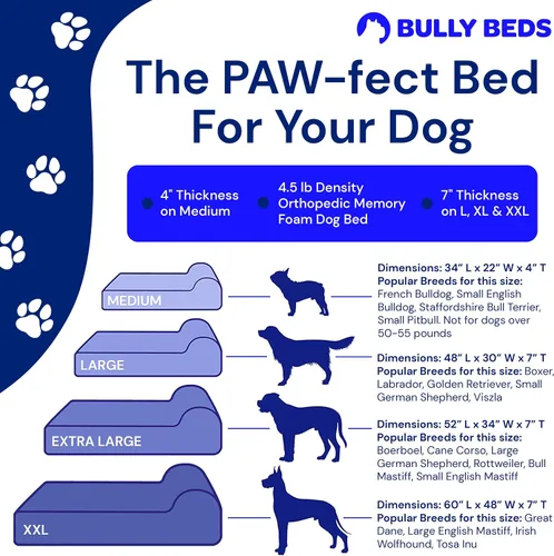 Vista 4 de Bully Beds Cama ortopédica para perros – Cama de espuma viscoelástica para perros artríticos y ancianos – Cama para perros lavable a máquina