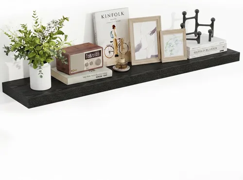 Vista 46 de Acovy Estantes flotantes de 16 pulgadas, estantes flotantes de 16 x 9.25 x 1.5 pulgadas de profundidad para pared, estantes de madera para baño