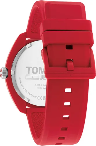 Vista 3 de Tommy Hilfiger Caja de plástico de cuarzo unisex y reloj de correa de silicona, color rojo (modelo 1792065), Rojo